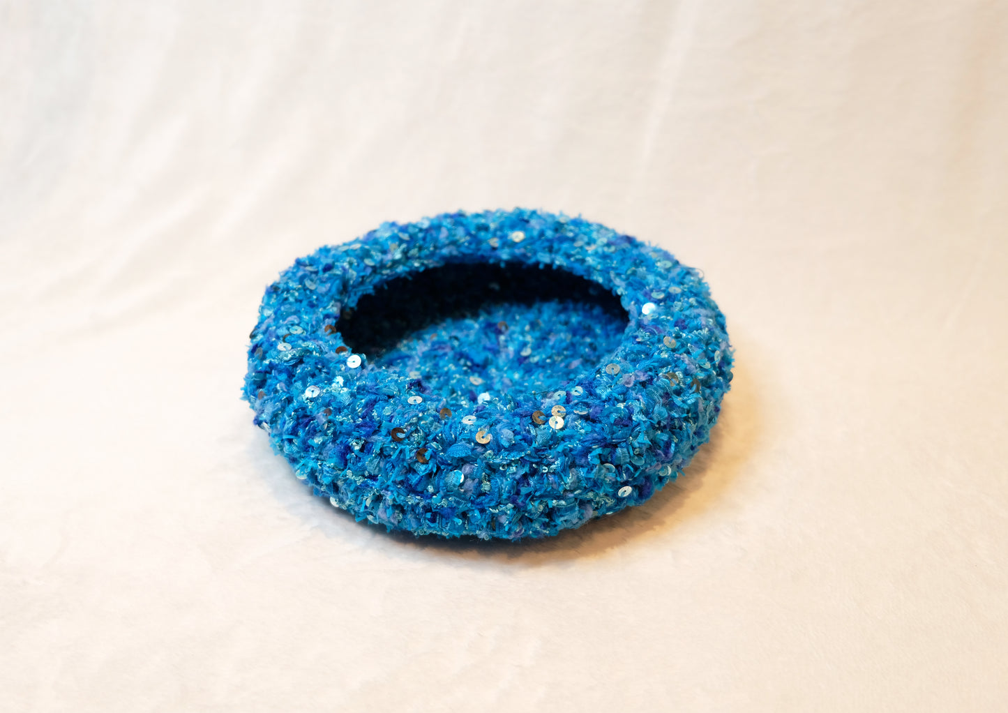 Handmade Textured Beret Sea