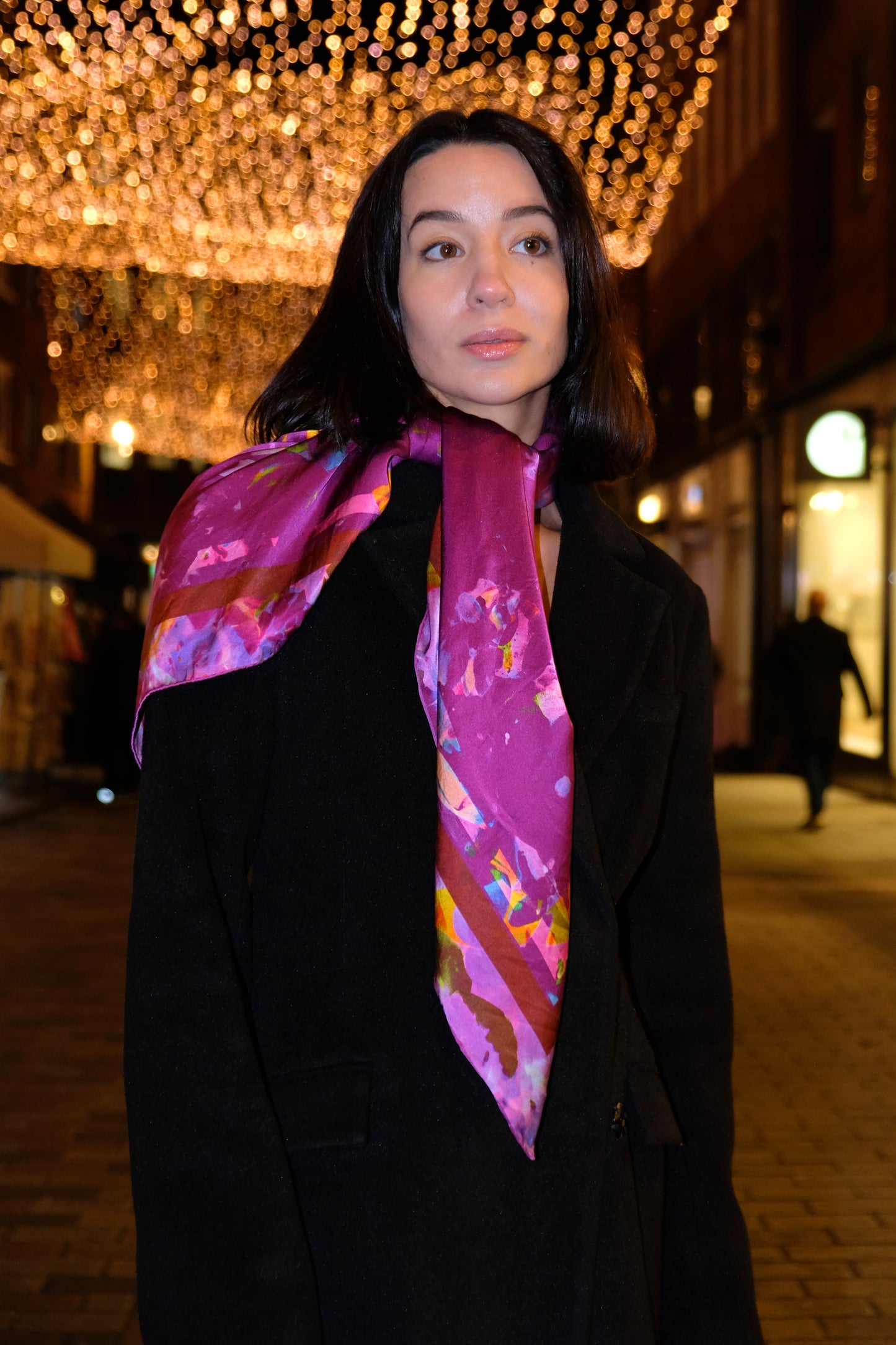 The Misty Violet Silk Scarf 110x110cm