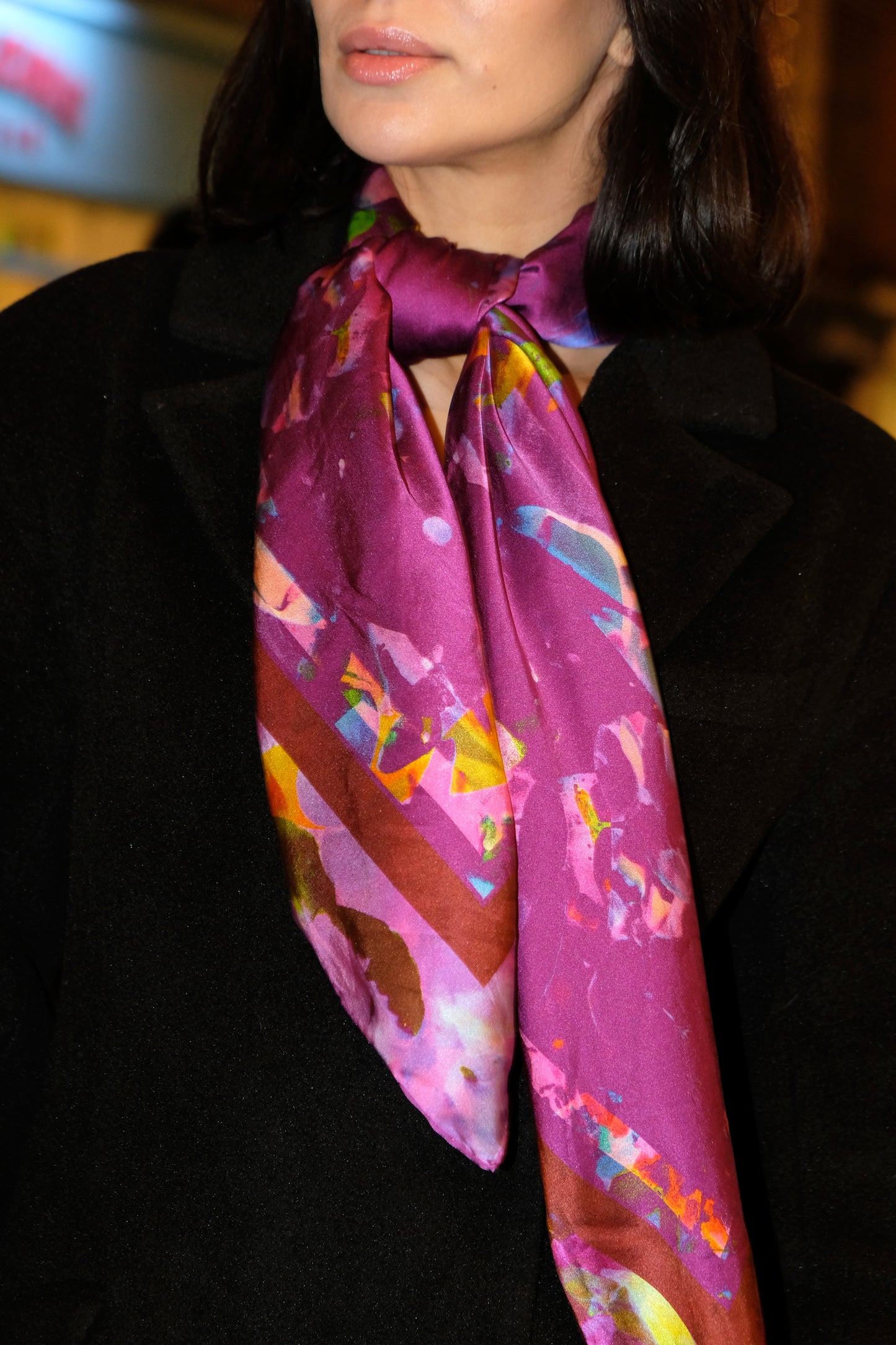 The Misty Violet Silk Scarf 110x110cm