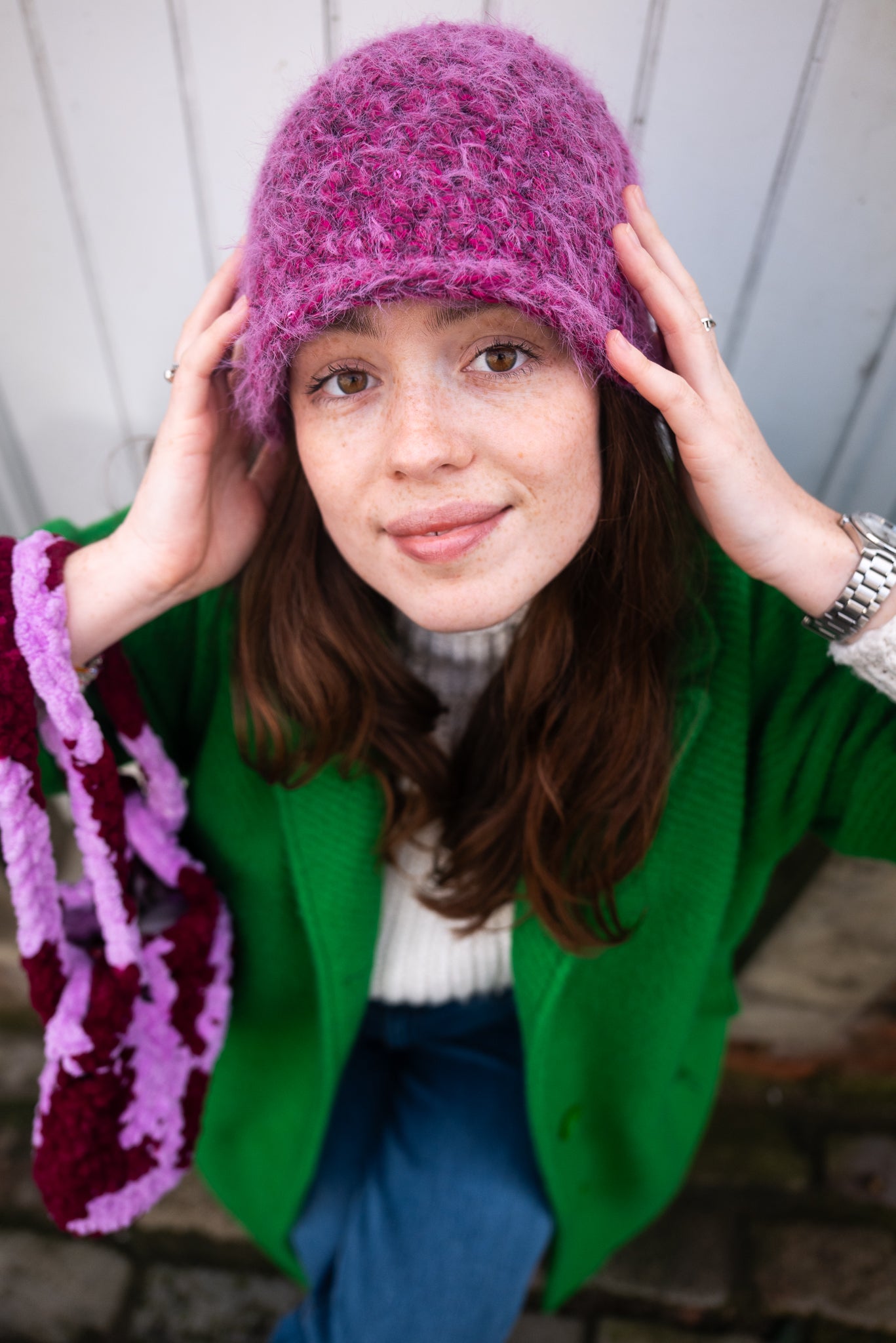 Handmade Textured Hat Grape